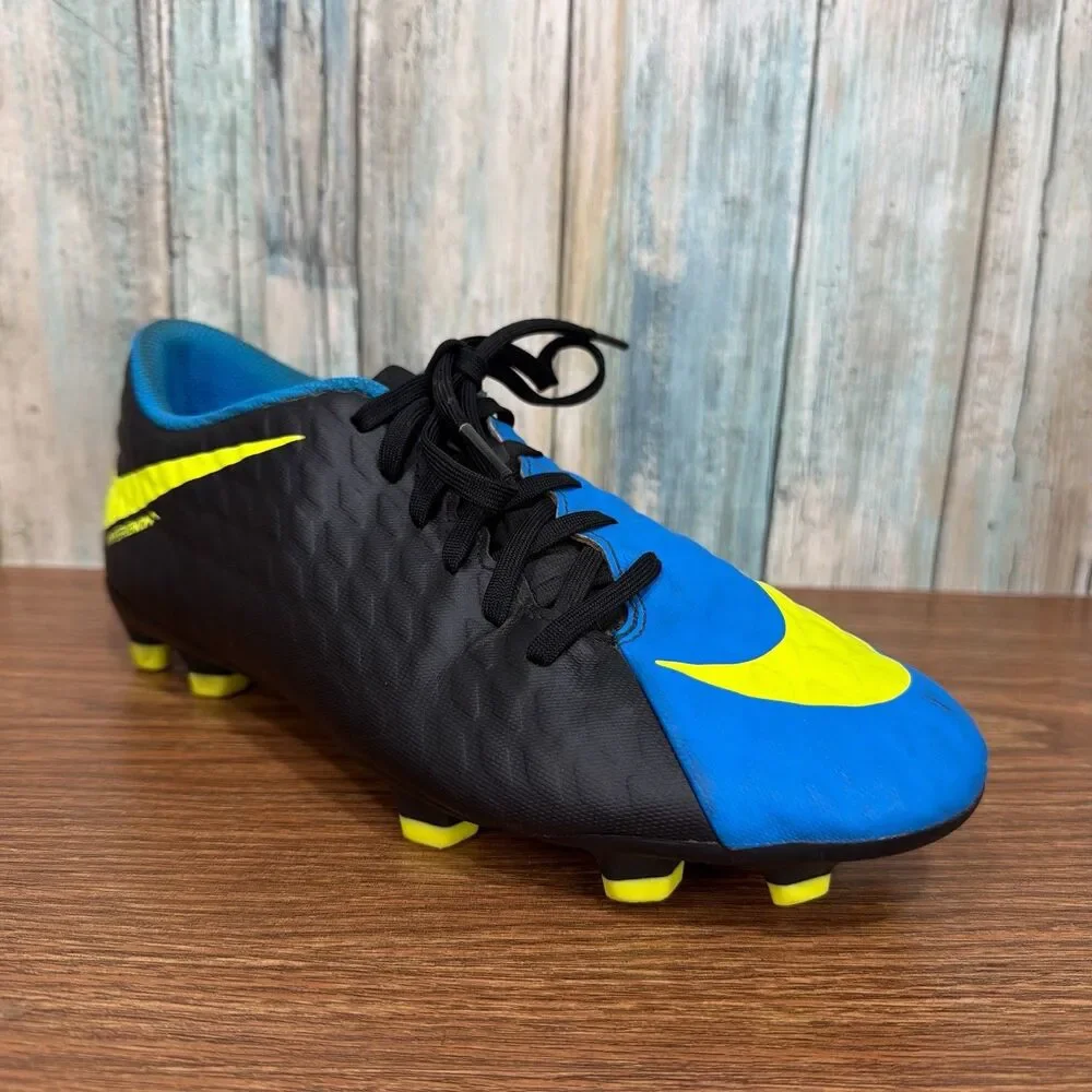Nike Hypervenom Phade III FG Soccer Cleats Black Blue 852547-004 Mens Size 7.5